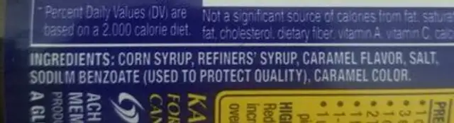 Sirop de glucose foncé ingredients label