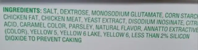 Mazola caldo de pollo ingredients label