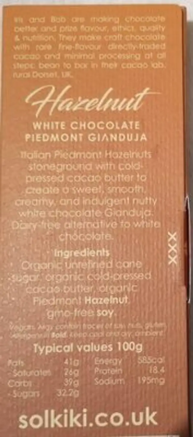 Hazelnut cream nutrition facts table
