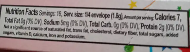 Grenetina nutrition facts table