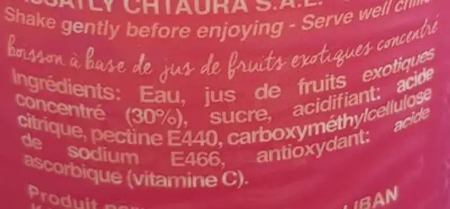 Fruitastic ingredients label