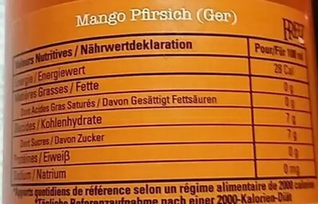 freez mix mangue pêche nutrition facts table