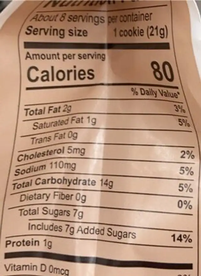 Cookies lemon bar nutrition facts table