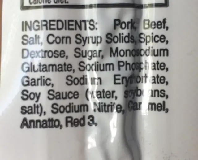 Pepper stick ingredients label