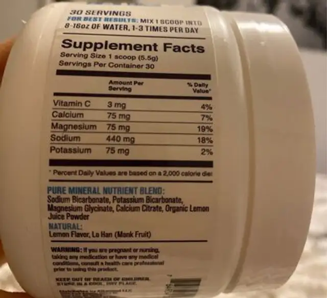 Alkamind Daily Mineral nutrition facts table