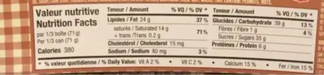 Fondue Chocolats Favoris- saveur de S'Mores nutrition facts table