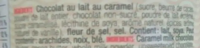 Fondue Caramel Fleur De Sel ingredients label