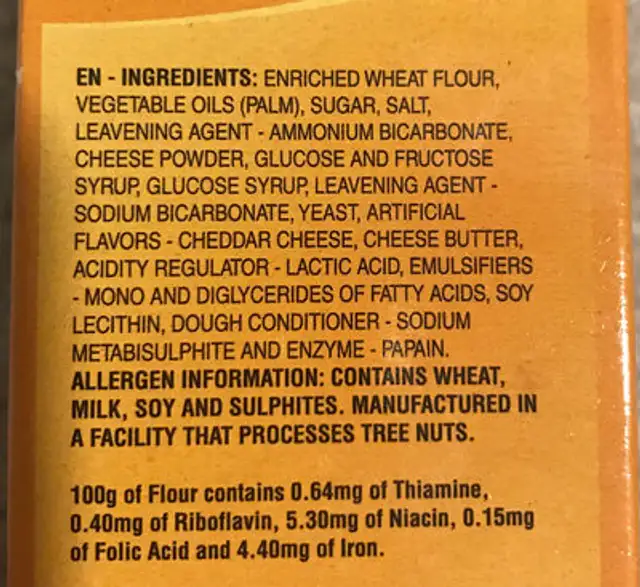 Unknown ingredients label