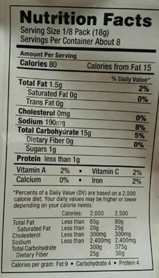 Organic baked seaweed crisps nutrition facts table