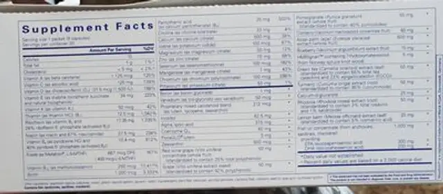 supplment ingredients label