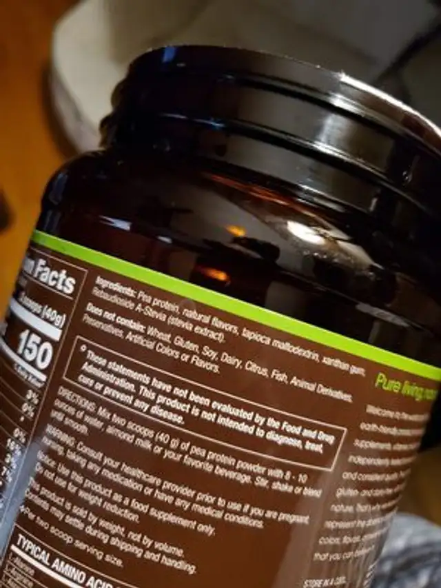 Pea Protein ingredients label