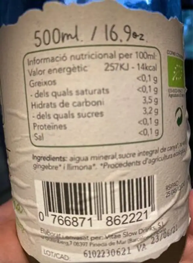 Catbutxa nutrition facts table