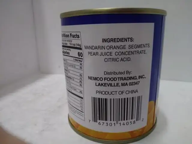 Whole mandarin orange segments ingredients label