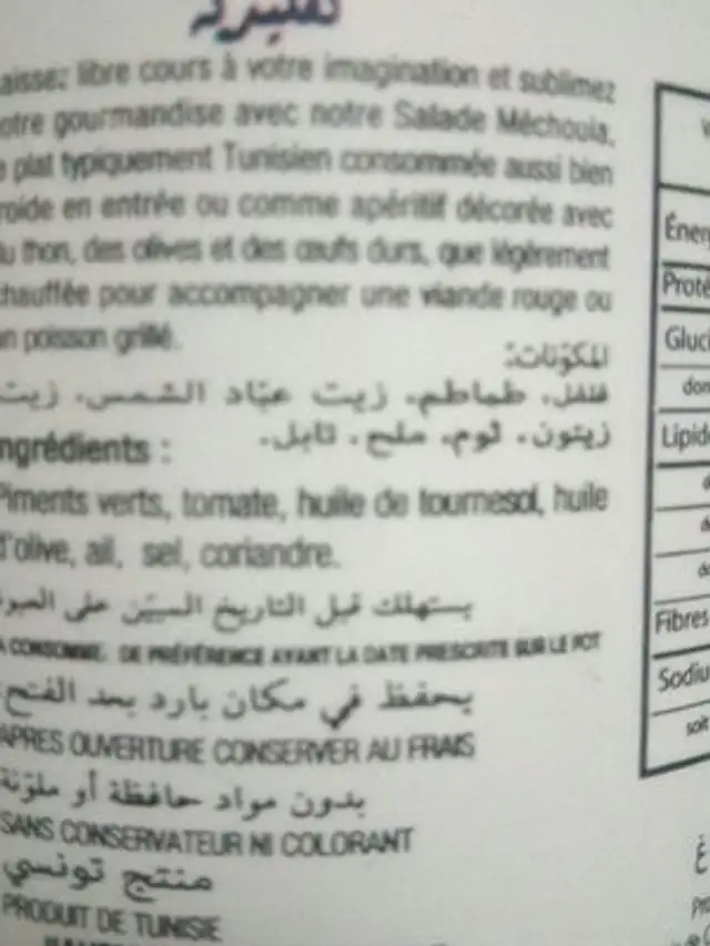 Unknown ingredients label