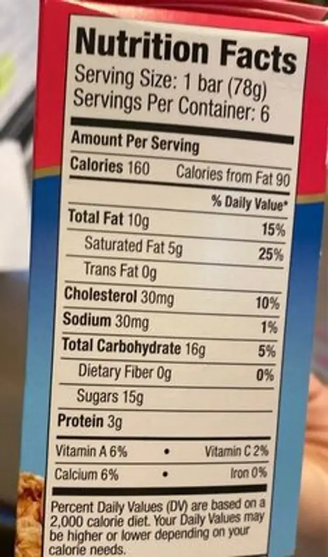 Walnut icecream nutrition facts table
