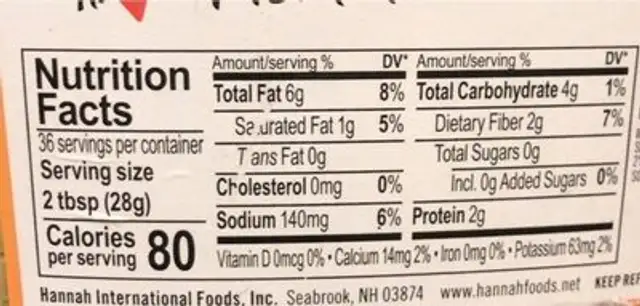 Hommus trio nutrition facts table