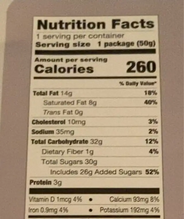 Up to snow good milk chocolates nutrition facts table