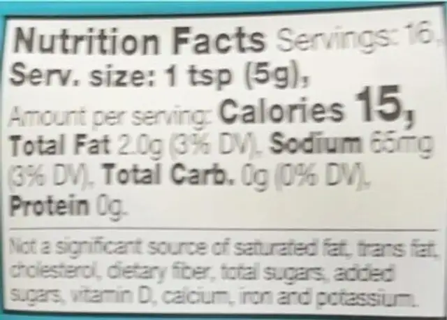 Organic basil stir in purée nutrition facts table