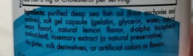 Ultimate Omega ingredients label
