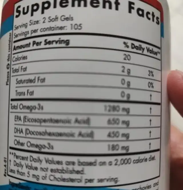 Ultimate Omega nutrition facts table