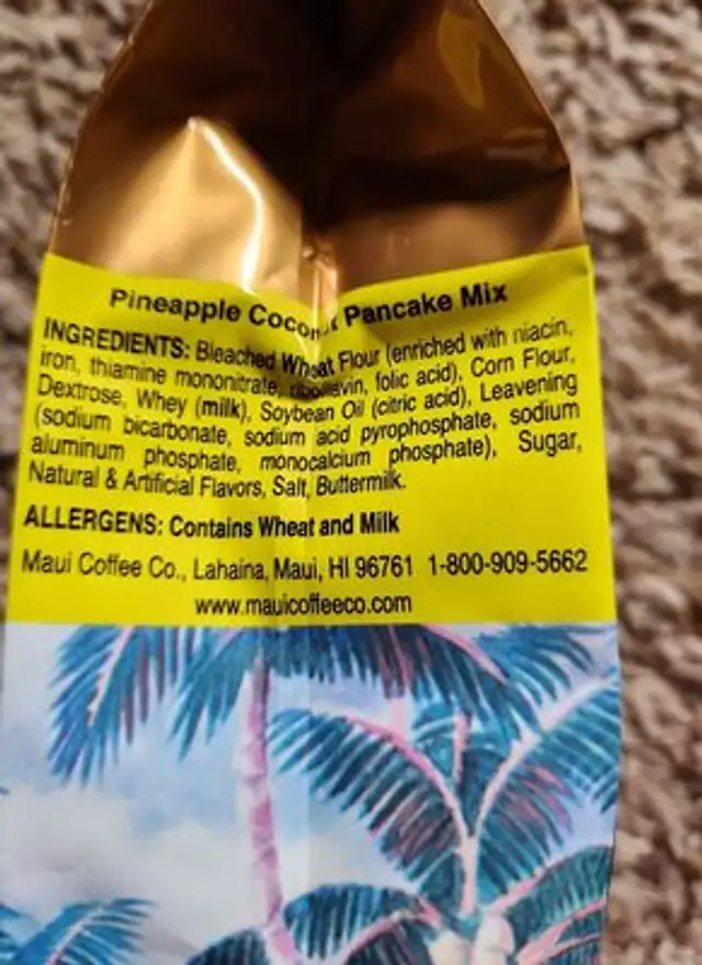 Pancake mix nutrition facts table