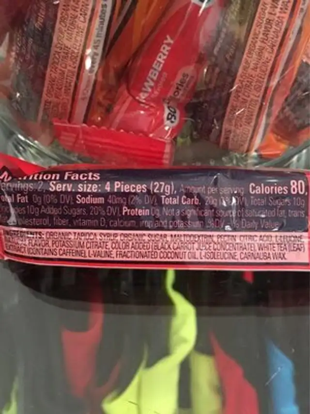 Gu Chews - Strawberry nutrition facts table