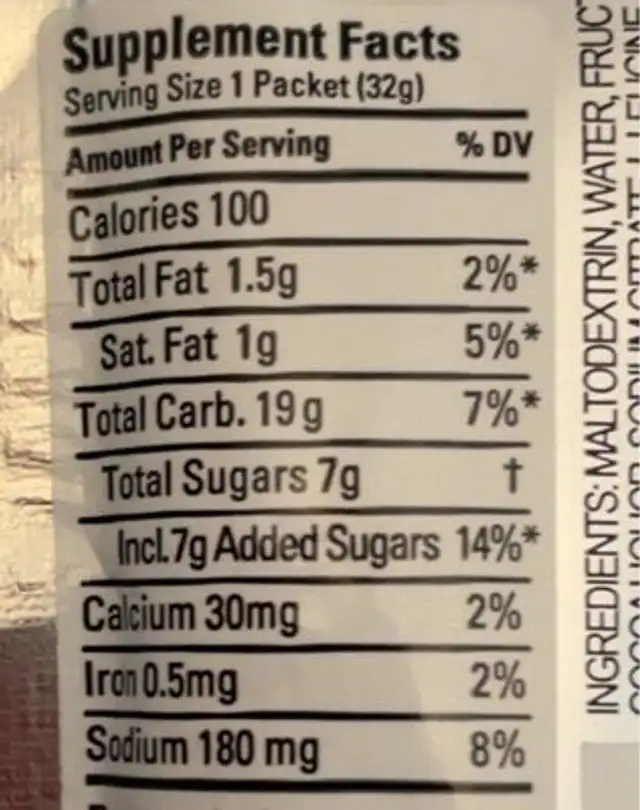 sea salt chocolate nutrition facts table