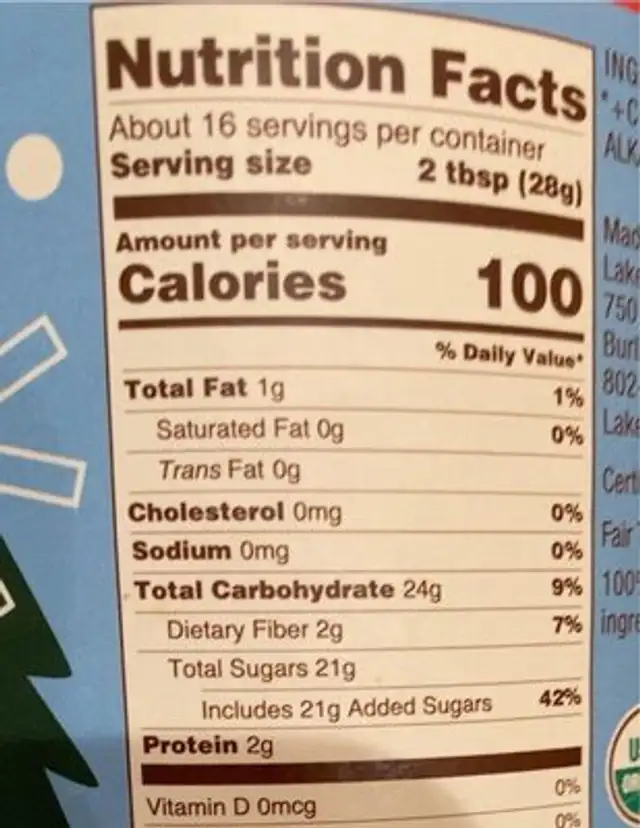 Traditional hot chocolate nutrition facts table