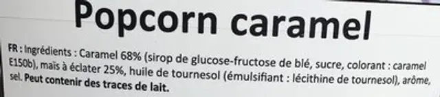 Popcorn Mouvies Pop ingredients label
