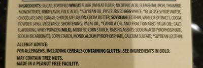 Two-bite brownies ingredients label