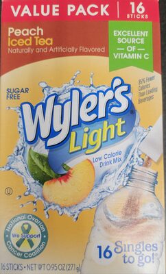 Wyler's Light Peach Iced Tea front packaging
