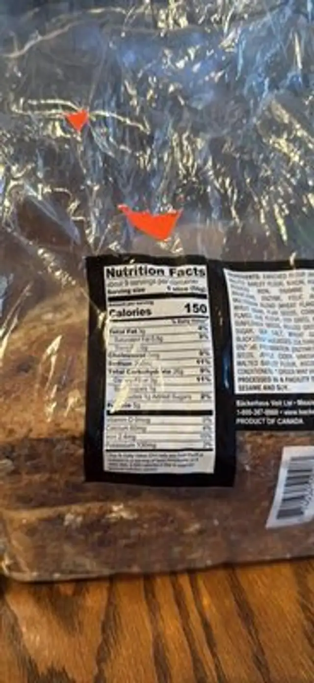 Signature Multigrain Loaf nutrition facts table