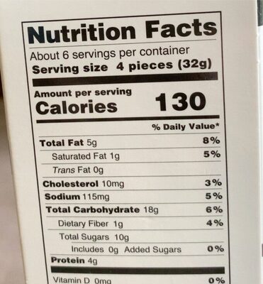 Biscotti nutrition facts table