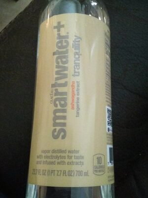 SmartWater+ Tranquility Ashwaganda Tangerine Extract front packaging