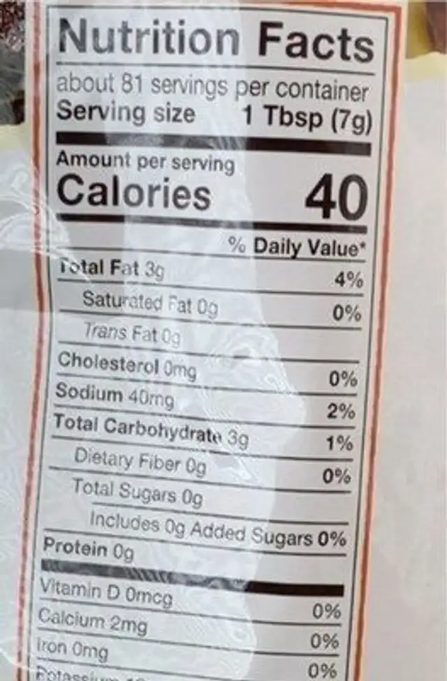 Crispy Hatch Chiles nutrition facts table