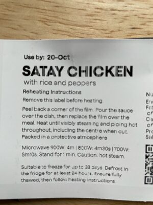 Satay Chicken with rice and smashed cucumber