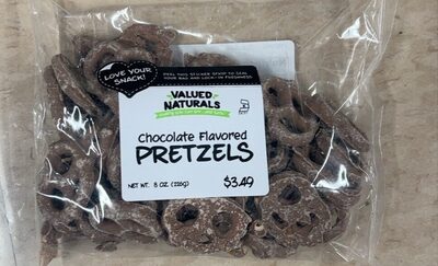 Chocolate flavored pretzels front packaging