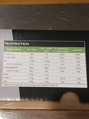 Palestinian medjool dates nutrition facts table