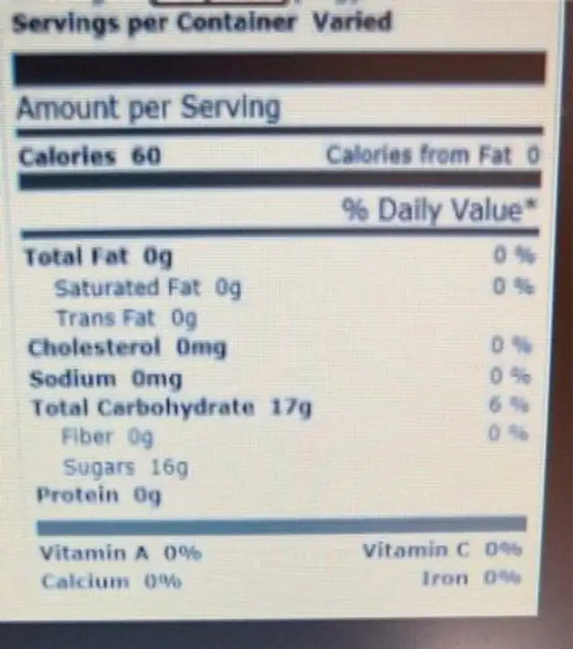 Breakers nutrition facts table