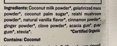 Maca Superlatte ingredients label