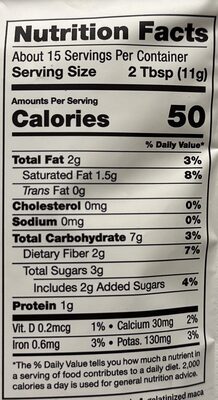 Maca Superlatte nutrition facts table