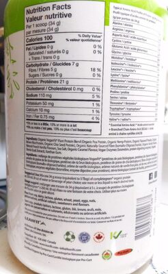 Organic Plant-Based Protein Vanilla Bean Flavour/Flavor