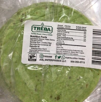 Corn Tortillas with Cactus, Chia and Flaxseed front packaging