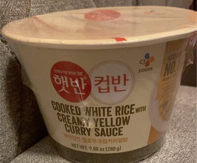 cooked white rice with creamy yellow curry rice