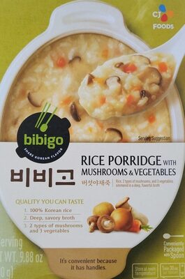 Rice porridge with mushrooms and vegetables