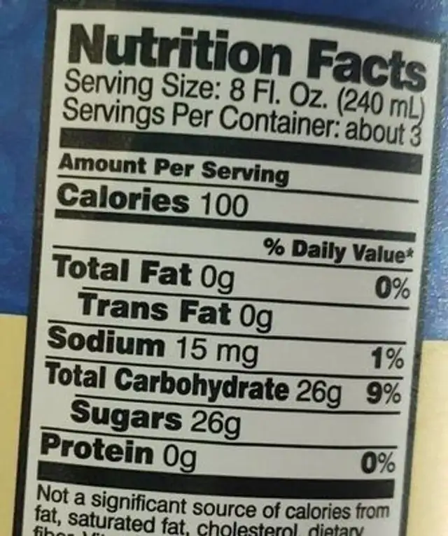 Rootbeer nutrition facts table