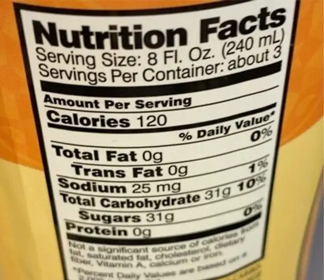 Kutztown Orange Cream Aoda nutrition facts table