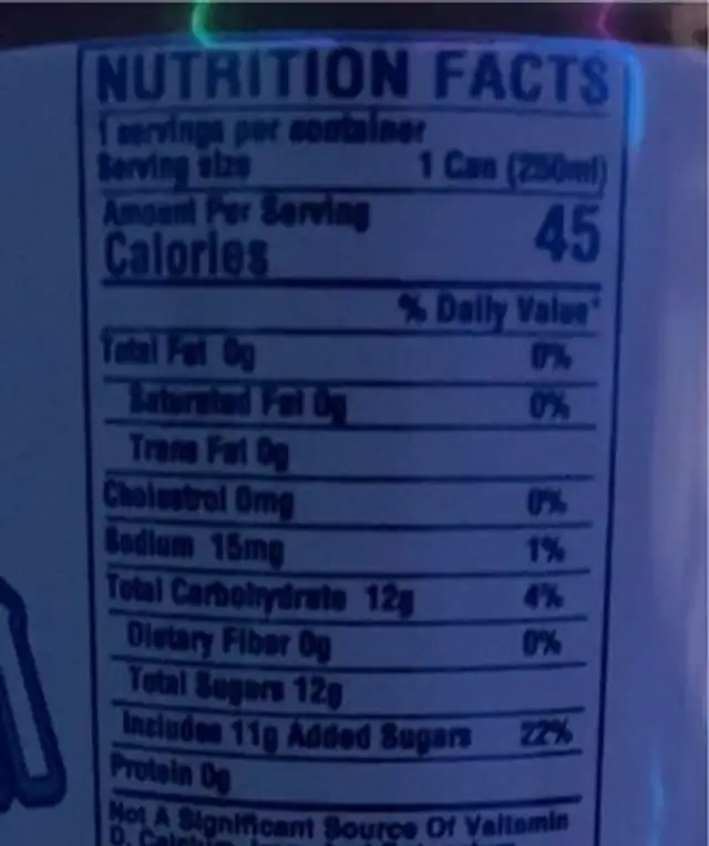 Tamarind drink nutrition facts table