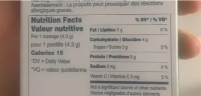 Mānuka health nutrition facts table