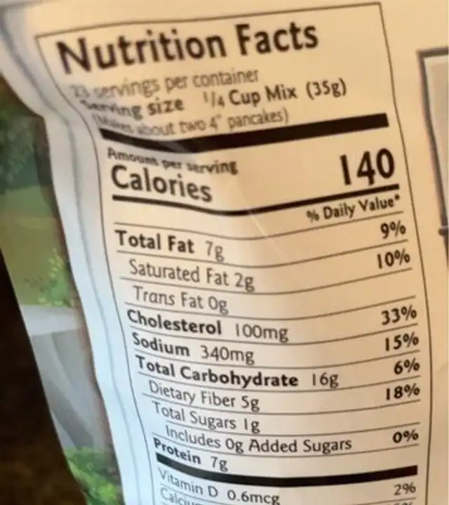 Paleo pancake waffle mix nutrition facts table